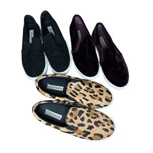 3 Pair Lot Steve Madden Womens 6.5 Ecentric Animal Print Velvet Sneakers Shoes